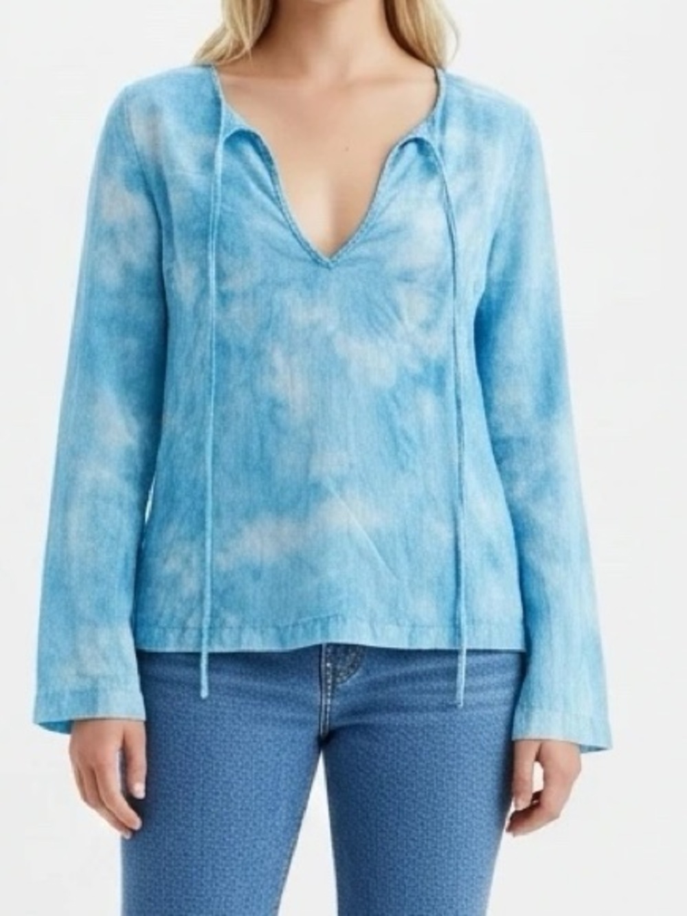 Juicy Couture Aqua Blue Tie Dye Cloud Print Top